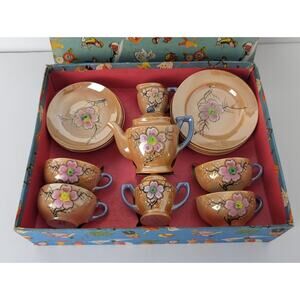 Vintage Hand-Painted Miniature Japan Tea Set – Cherry Blossom Design – 15-Piece